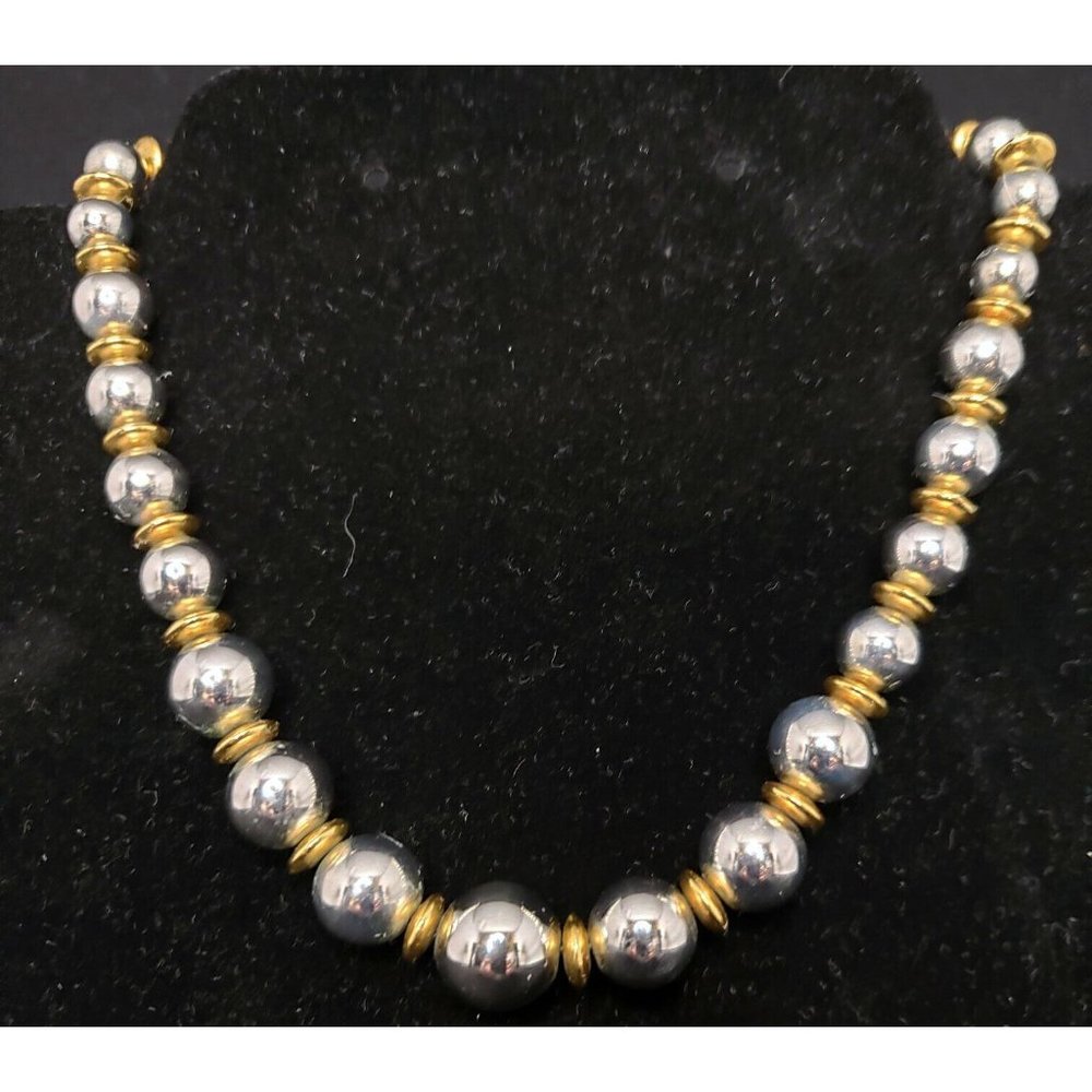 Liz Claiborne Gold and Silver Tone Graduated Bead 17.5 in. Choker Necklace